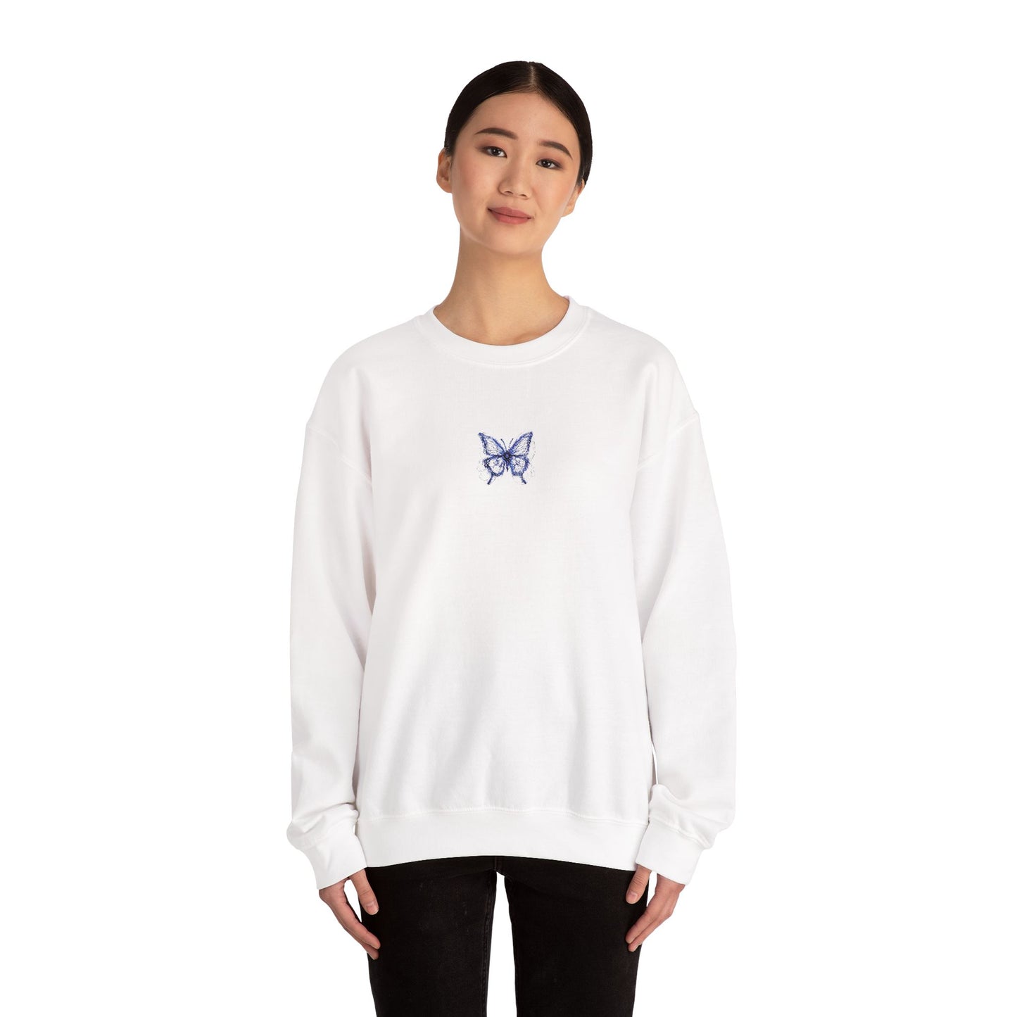 BUTTERFLY LOGO EMBROIDERED Minimalist Quote Sweatshirt, Cozy Crewneck