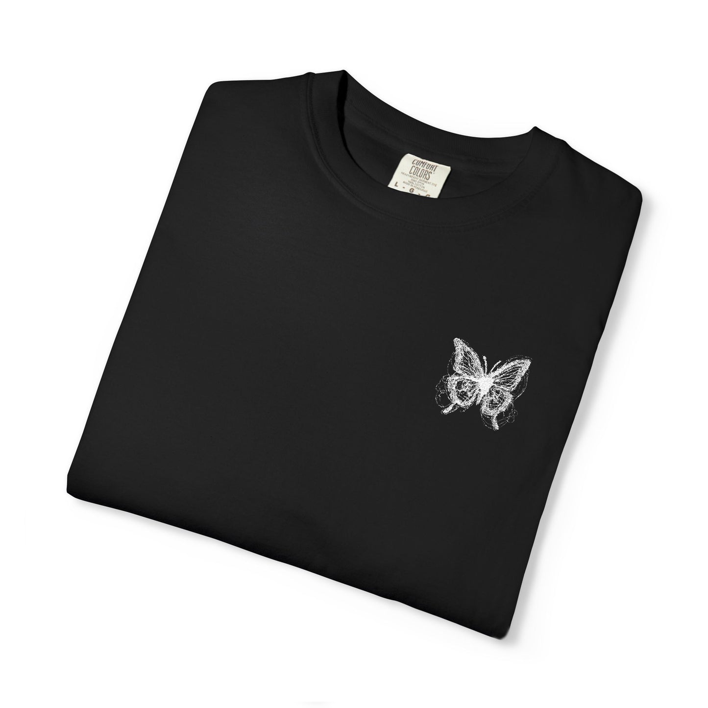 BUTTERFLY EMBROIDERED Garment-Dyed T-Shirt, Casual Unisex Tee, Vintage Style Shirt, Everyday Wear,