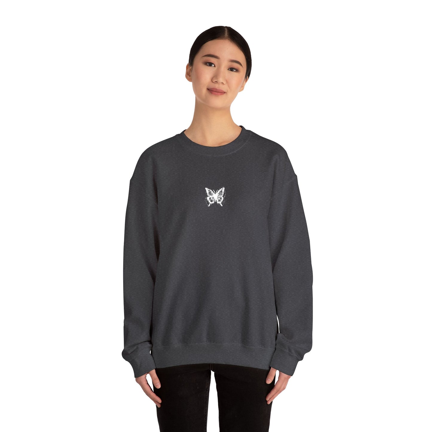 BUTTERFLY LOGO EMBROIDERED Minimalist Quote Sweatshirt, Cozy Crewneck
