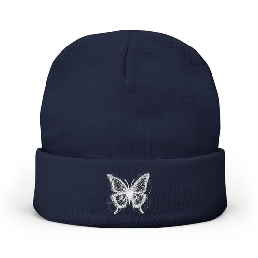 TEE TOTAL - BUTTERFLY LOGO Embroidered Knit Beanie for Winter