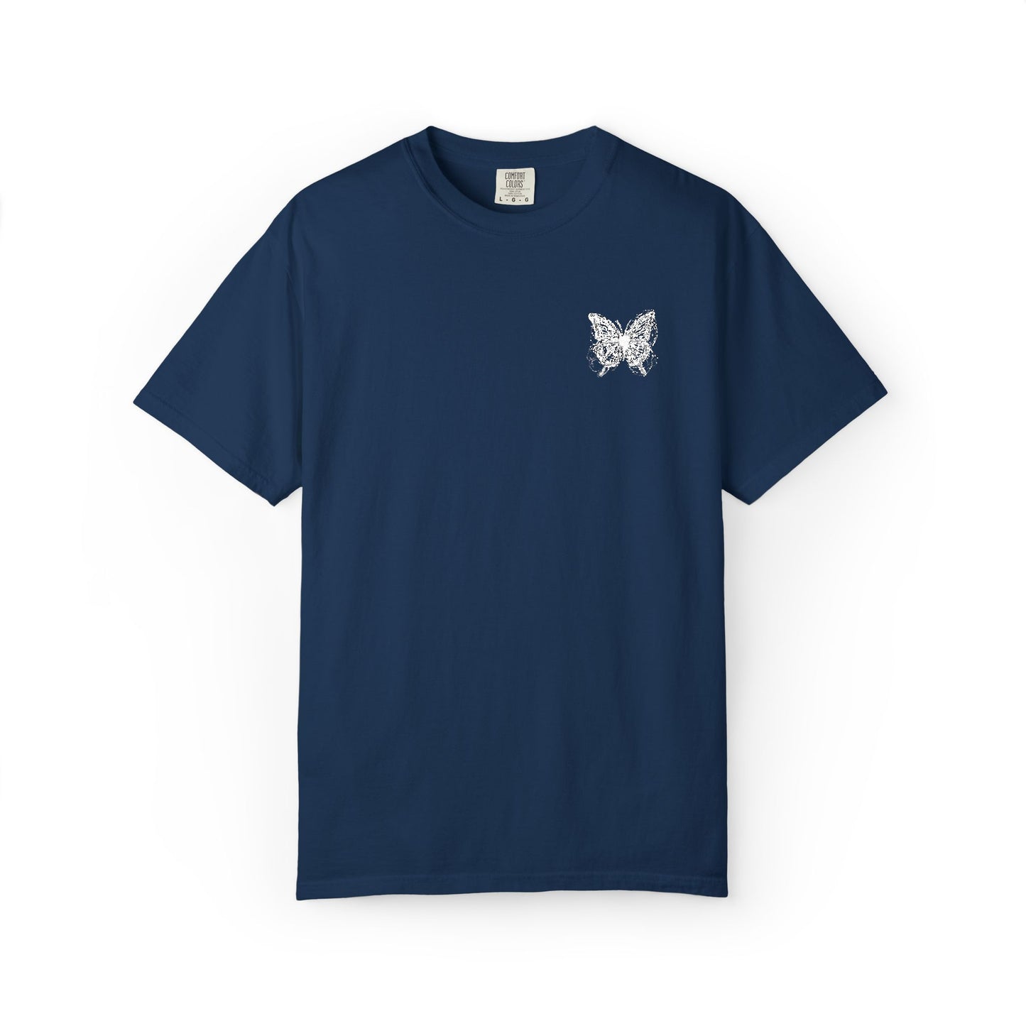 BUTTERFLY EMBROIDERED Garment-Dyed T-Shirt, Casual Unisex Tee, Vintage Style Shirt, Everyday Wear,