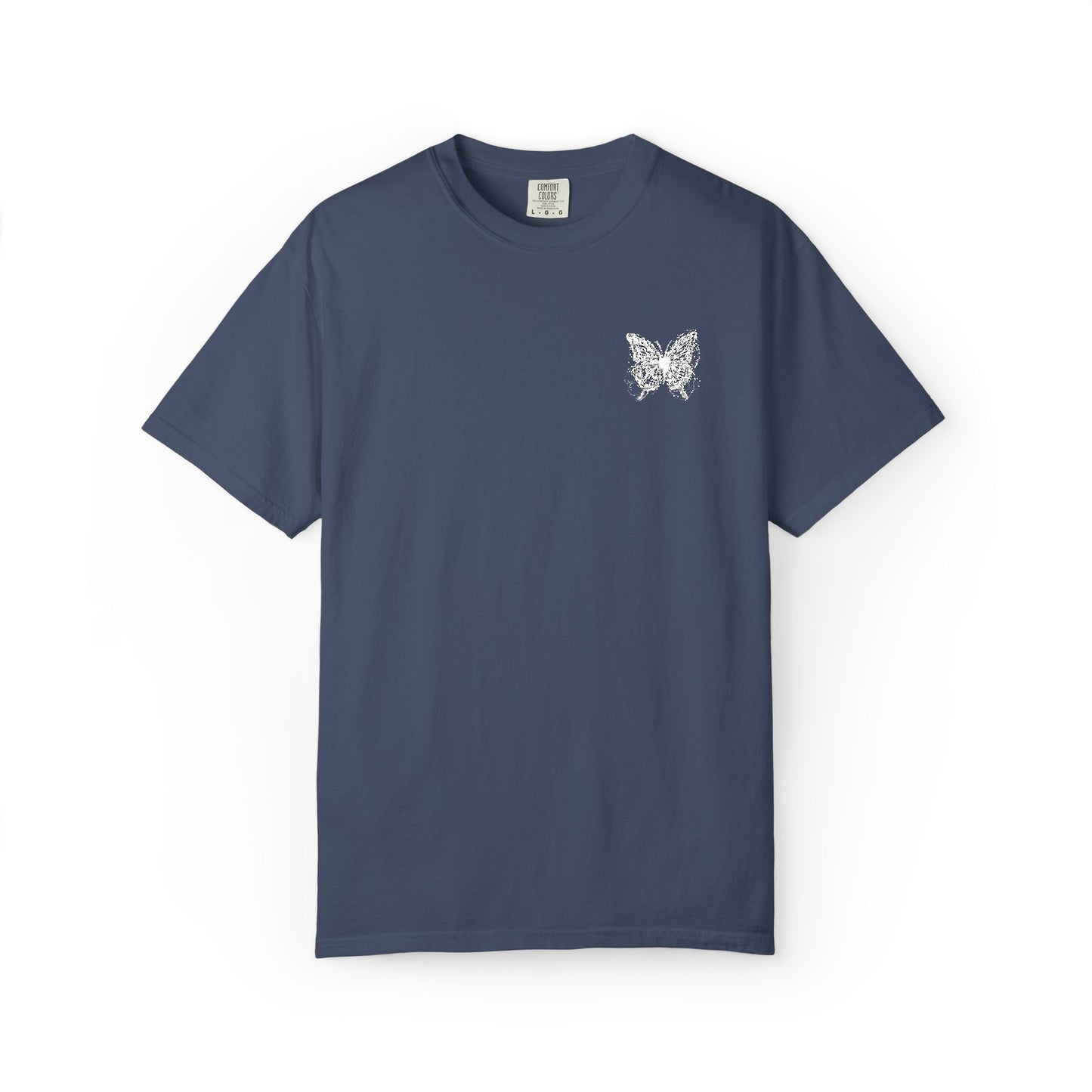 BUTTERFLY EMBROIDERED Garment-Dyed T-Shirt, Casual Unisex Tee, Vintage Style Shirt, Everyday Wear,
